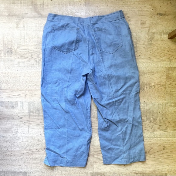 J. Jill 100% Coastal Linen Cropped Wide Leg Pants. Women’s size 8 petite. Blue - Picture 2 of 5